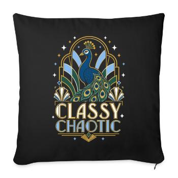 Classy Chaotic Peacock Art Deco - Sofa pillowcase 17,3'' x 17,3'' (45 x 45 cm) - black - Front