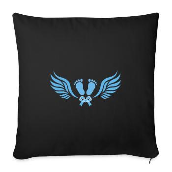 Baby Füße Junge Engel Geburt Selbst Gestalten - Sofakissenbezug 45 x 45 cm - Schwarz - Vorne