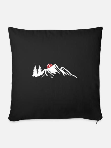 Schweiz Schweizerdeutsch Schweizer Berge - Sofakissenbezug 45 x 45 cm - Schwarz