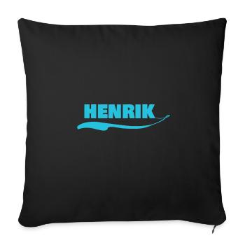 Étiquette nominative pour Henrik Nom Prénom - Housse de coussin décorative 45 x 45 cm - noir - Devant