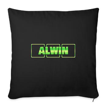 Baptism Christening gift gift idea First name Alwin - Sofa pillowcase 17,3'' x 17,3'' (45 x 45 cm) - black - Front