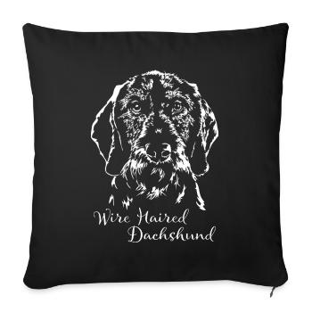 WIRE HAIRED DACHSHUND Portrait Wilsigns - Sofakissenbezug 45 x 45 cm - Schwarz - Vorne