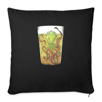Kraken in einem Bierglas - Sofakissenbezug 45 x 45 cm - Schwarz - Vorne