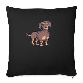 Lumières de teckel de Noël - Housse de coussin décorative 45 x 45 cm - noir - Devant