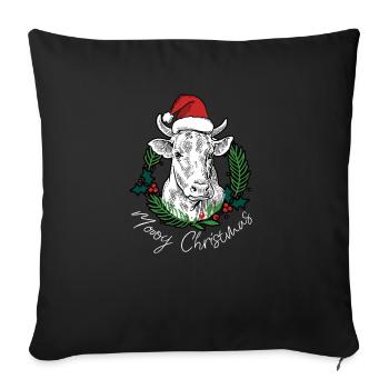 Cow Moooy Christmas Farm Barn Bovine Country - Sofa pillowcase 17,3'' x 17,3'' (45 x 45 cm) - black - Front