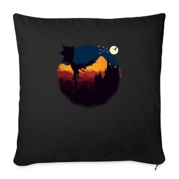Drachenmond - Sofakissenbezug 45 x 45 cm - Schwarz - Vorne
