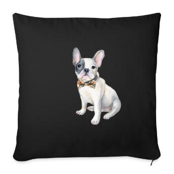 Frenchie French Bulldog plaid bowtie Dogs In - Sofa pillowcase 17,3'' x 17,3'' (45 x 45 cm) - black - Front