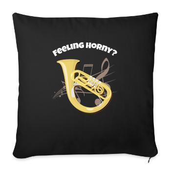 Fanion corne de laiton - Housse de coussin décorative 45 x 45 cm - noir - Devant