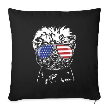 BICHON FRISE America Flag USA Dogs Dog Wilsigns - Sofa pillowcase 17,3'' x 17,3'' (45 x 45 cm) - black - Front