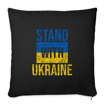 Stand avec ukraine grunge - Housse de coussin décorative 45 x 45 cm - noir - Devant