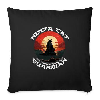 Drôle de chat ninja noir - Gardien imparable - Housse de coussin décorative 45 x 45 cm - noir - Devant