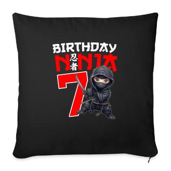 Kids Birthday Ninja Shirt - 7 Year Old Ninja Birth - Sofa pillowcase 17,3'' x 17,3'' (45 x 45 cm) - black - Front