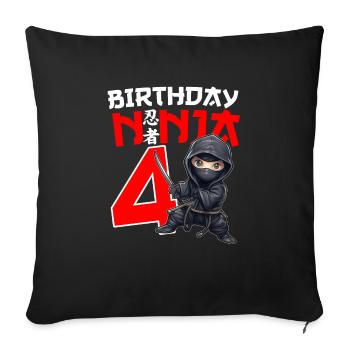 Kids Birthday Ninja Shirt - 4 Year Old Ninja Birth - Sofa pillowcase 17,3'' x 17,3'' (45 x 45 cm) - black - Front