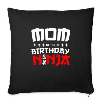 Maman du thème de la fête d’anniversaire Ninja - Housse de coussin décorative 45 x 45 cm - noir - Devant