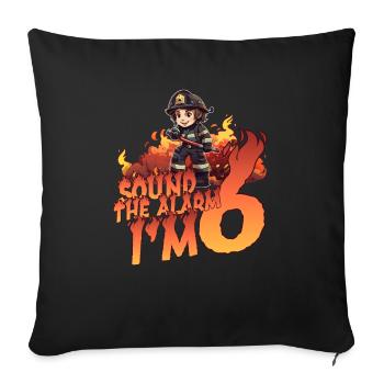 Thème garçon d’anniversaire de pompier de 6 ans pour enfants - Housse de coussin décorative 45 x 45 cm - noir - Devant