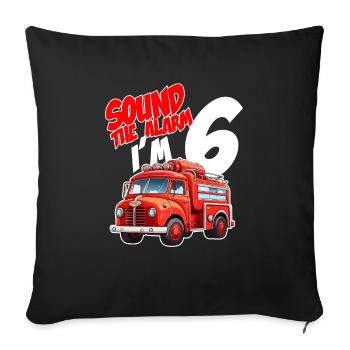 Enfants camion de pompiers 6 ans anniversaire de pompier - Housse de coussin décorative 45 x 45 cm - noir - Devant