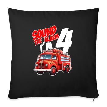 Enfants camion de pompiers 4 ans anniversaire de pompier - Housse de coussin décorative 45 x 45 cm - noir - Devant