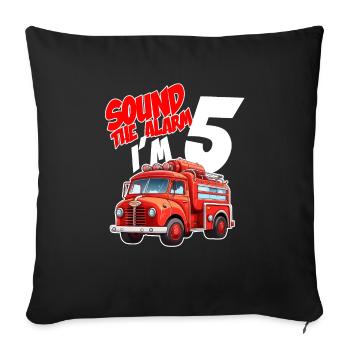 Camion de pompiers pour enfants 5 ans d’anniversaire de pompier - Housse de coussin décorative 45 x 45 cm - noir - Devant