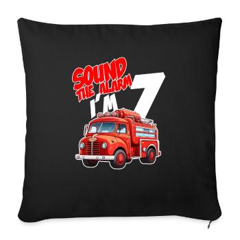 Enfants camion de pompiers 7 ans anniversaire de pompier - Housse de coussin décorative 45 x 45 cm - noir - Devant