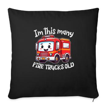Camion de pompiers mignon - Je suis autant de camions de pompiers vieux - Housse de coussin décorative 45 x 45 cm - noir - Devant