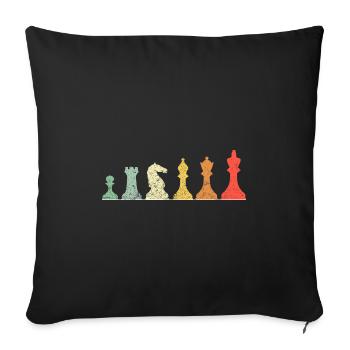 Checkmate Vintage Schach Geschenk für Schachspieler - Sofakissenbezug 45 x 45 cm - Schwarz - Vorne