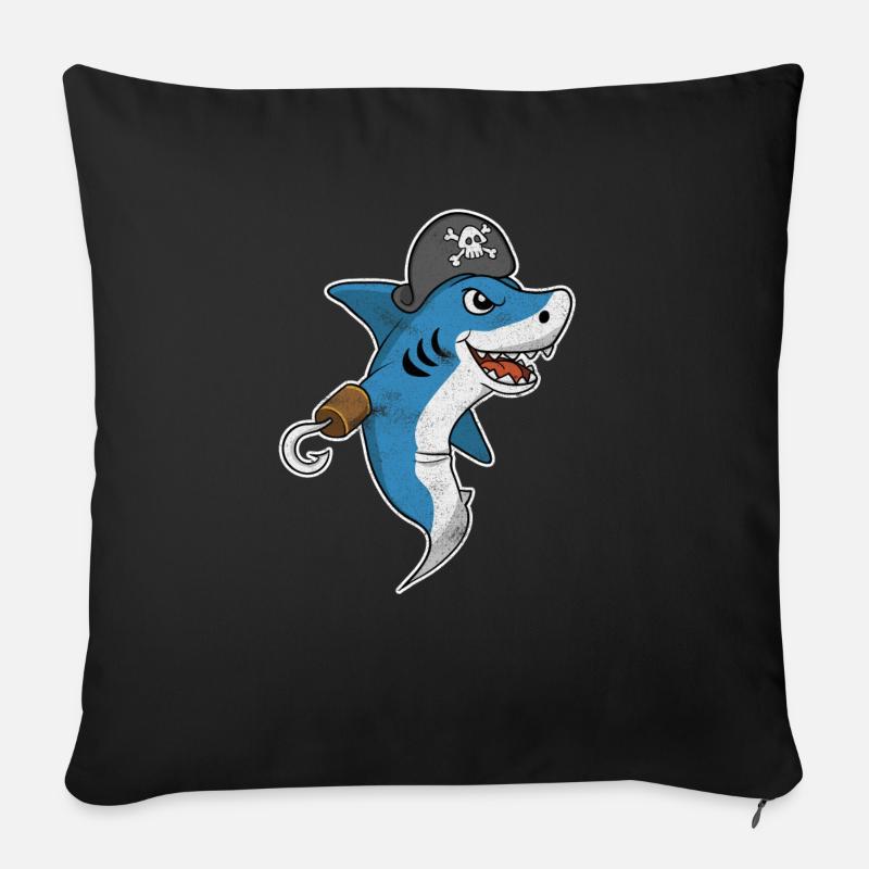 Shark Pirate Vintage Style - Sofakissenbezug 45 x 45 cm - Schwarz