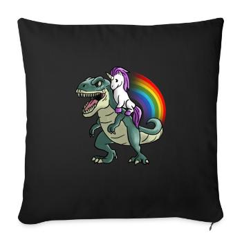 Einhorn Dinosaurier T-Rex Regenbogen Geschenk - Sofakissenbezug 45 x 45 cm - Schwarz - Vorne