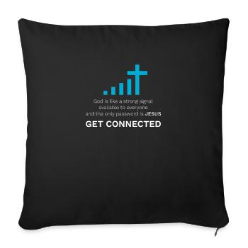 Jesus Tshirt Get Connected Gift Christian Cross - Sofa pillowcase 17,3'' x 17,3'' (45 x 45 cm) - black - Front