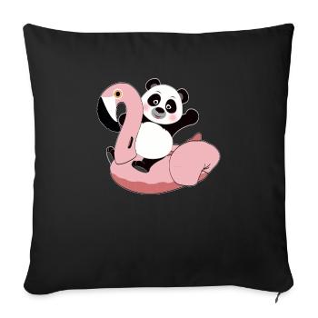 Panda auf Flamingo Luftmatraze kawaii Sommer coole - Sofakissenbezug 45 x 45 cm - Schwarz - Vorne