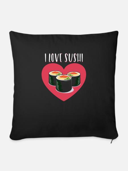 Ich liebe Sushi - Sofakissenbezug 45 x 45 cm - Schwarz
