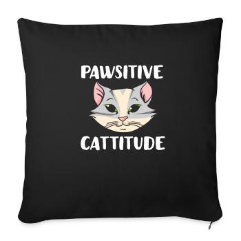 Pawsitive Cattitude Cat Lover - Sofa pillowcase 17,3'' x 17,3'' (45 x 45 cm) - black - Front