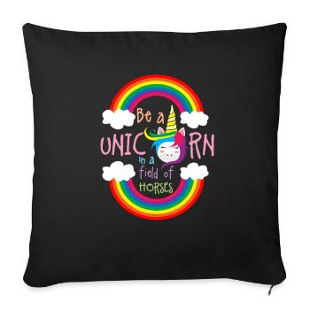 Sei ein Regenbogen-Einhorn - Sofakissenbezug 45 x 45 cm - Schwarz - Vorne