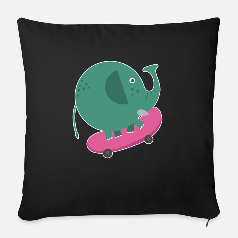 Éléphant patineur - Housse de coussin décorative 45 x 45 cm - noir
