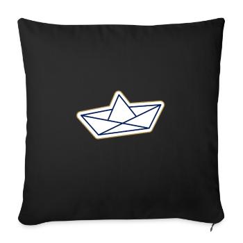 Papierschiff Papierboot segeln Boot Schiff - Sofakissenbezug 45 x 45 cm - Schwarz - Vorne