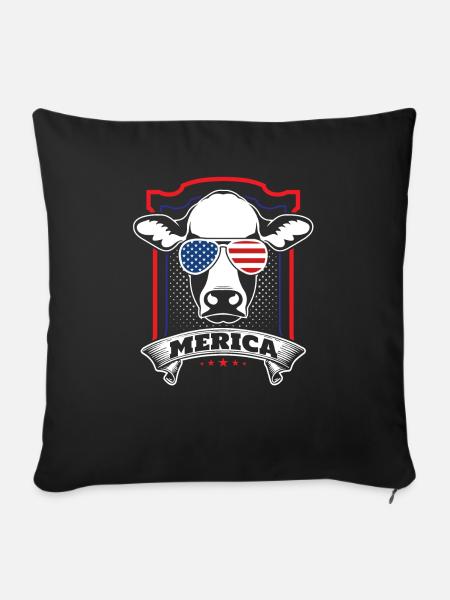 Amerikanische Patriot-Kuh - Sofakissenbezug 45 x 45 cm - Schwarz