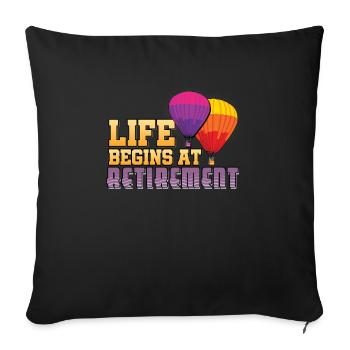 Life Begins At Retirement - Sofa pillowcase 17,3'' x 17,3'' (45 x 45 cm) - black - Front