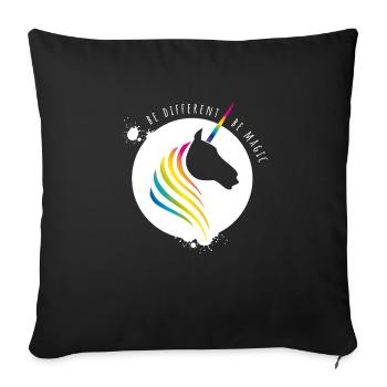 unicorn rainbow unicorn rainbow gay CSD cool LO - Sofa pillowcase 17,3'' x 17,3'' (45 x 45 cm) - black - Front