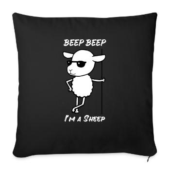 Mouton, bip beep, je, mouton, lunettes soleil, frais - Housse de coussin décorative 45 x 45 cm - noir - Devant