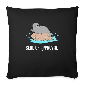 Sceau, pouces haut, sceau, approuver, cadeau, drôle - Housse de coussin décorative 45 x 45 cm - noir - Devant