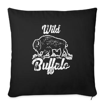 Animal Animals Buffalo Bison Buffalo Wilderness Gift - Sofa pillowcase 17,3'' x 17,3'' (45 x 45 cm) - black - Front
