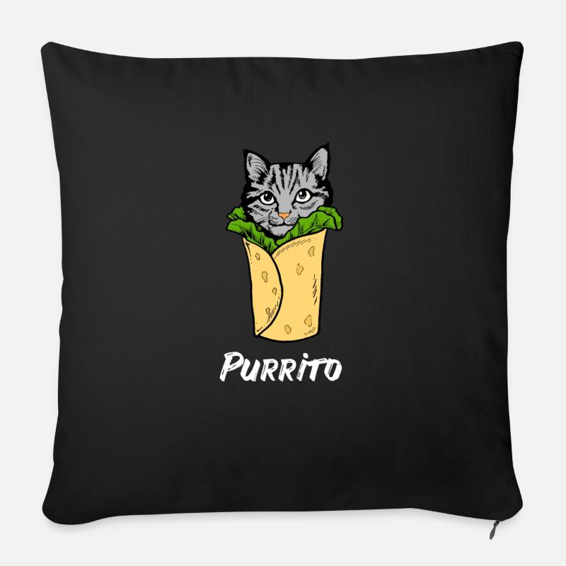 Cat Burrito Meow Cat lover cat lover - Sofa pillowcase 17,3'' x 17,3'' (45 x 45 cm) - black