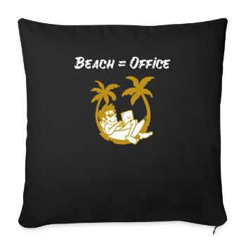 Digital nomad traveler beach laptop palm trees - Sofa pillowcase 17,3'' x 17,3'' (45 x 45 cm) - black - Front
