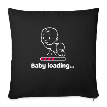 Bébé enceinte bébé ventre grossesse Parents - Housse de coussin décorative 45 x 45 cm - noir - Devant