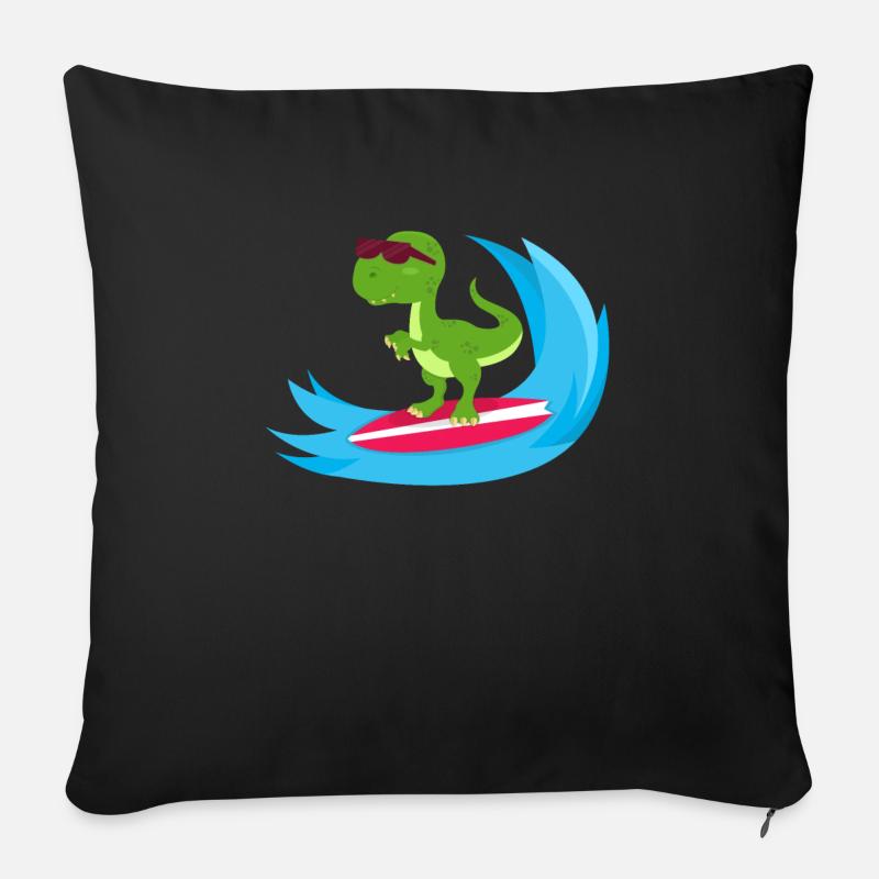 Surfender Dinosaurier - Sofakissenbezug 45 x 45 cm - Schwarz