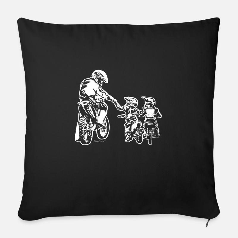 Biker Papa und zwei Kinder Shirt Geschenk - Sofakissenbezug 45 x 45 cm - Schwarz
