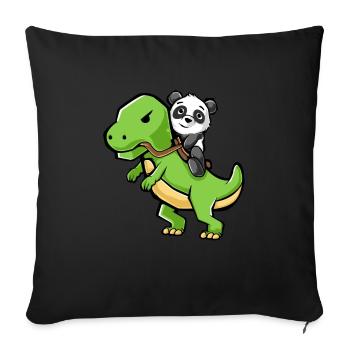 Panda, équitation, a, t-rex, dinosaure, -, rigolote, dinosaure - Housse de coussin décorative 45 x 45 cm - noir - Devant