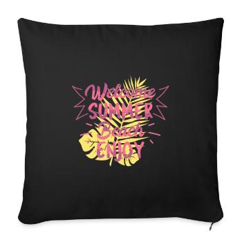 Chemise Cadeau Bienvenue Plage D'été - Housse de coussin décorative 45 x 45 cm - noir - Devant