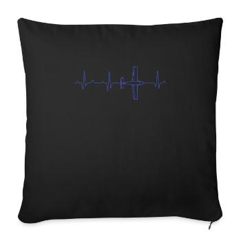 Flugzeug EKG Herzschlag - Sofakissenbezug 45 x 45 cm - Schwarz - Vorne