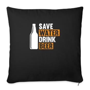 Sauver la boisson de l'eau de bière - Sauver la bière de boire de l'eau - Housse de coussin décorative 45 x 45 cm - noir - Devant