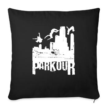 Parkour Geschenk Le Parcour Freerunning Backflip - Sofakissenbezug 45 x 45 cm - Schwarz - Vorne